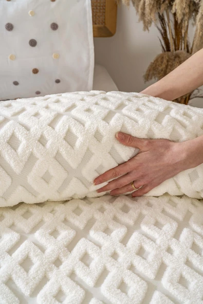 Rivaİstanbul Clara Jakarlı Raşel İskandinav Tek Kişilik Punch Yatak Örtüsü - Resim 4