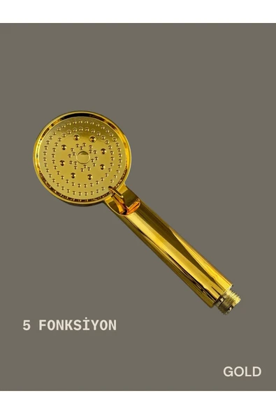 5 Fonksiyonlu Gold Renk Modern  Duş Başlığı