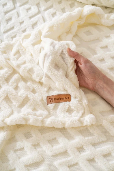 Rivaİstanbul Clara Jakarlı Raşel İskandinav Tek Kişilik Punch Yatak Örtüsü - Resim 5