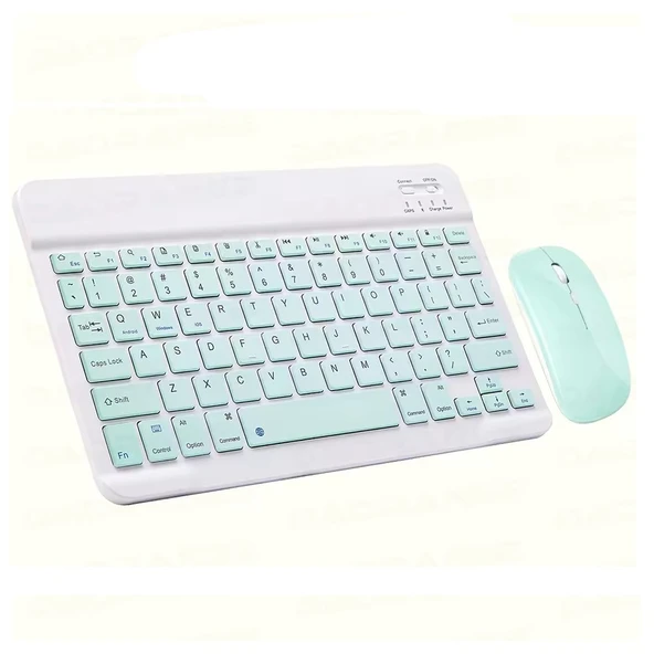ScHitec Kablosuz Klavye ve Mouse Set Type-C Şarjlı Bluetooth 2.4G Bağlantlılı Açık Yeşil