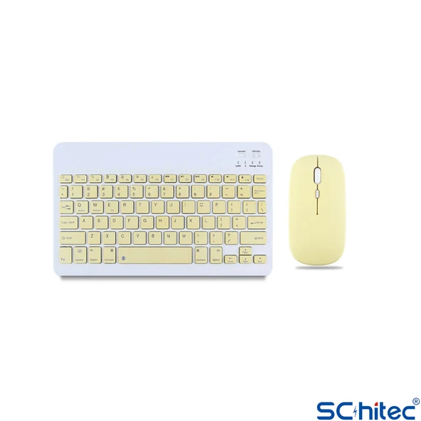 ScHitec Kablosuz Klavye ve Mouse Set Type-C Şarjlı Bluetooth 2.4G Bağlantlılı Sarı - 2