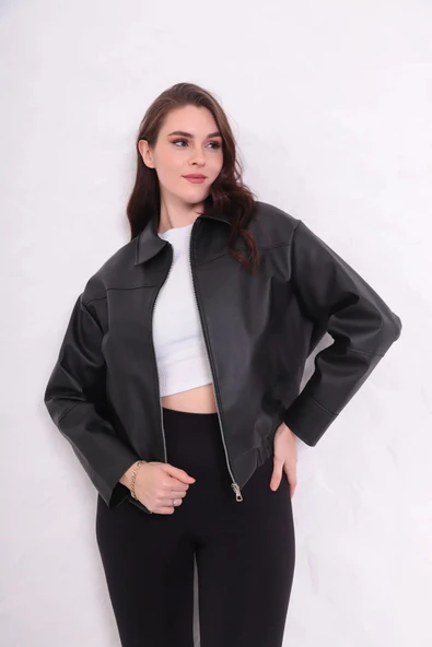 Yeni Sezon Unisex Bomber Deri Ceket - 3