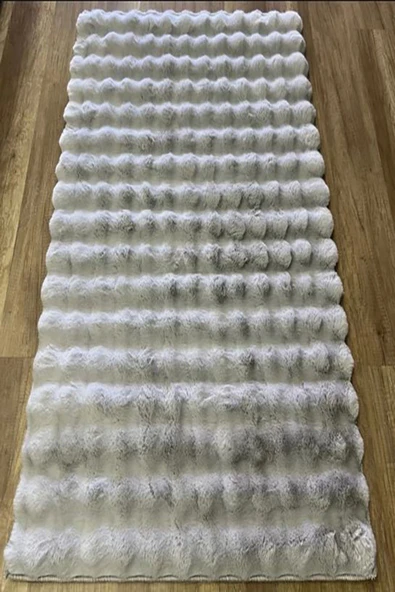 Puffy Tavşan Tüyü Kaymaz Taban Banyo Paspası, Tek Parça 80x100 cm, Paspas
