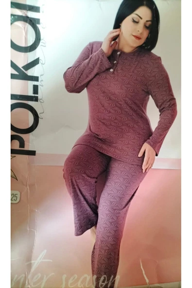Uzun kollu esnek battal büyük beden tok kumaş mevsimlik pijama takımı homewear