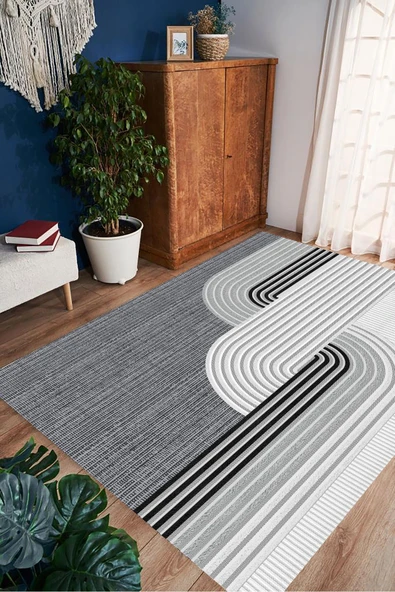 Dijital Baskı Yolluk, Çizgili Yolluk, Makinede Yıkanabilir, Yolluk, Çeyizlik, İskandinav Halı - 5