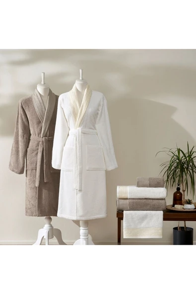 Taç Zen Pure Cotton Pamuk Aile Seti Ekru Bej