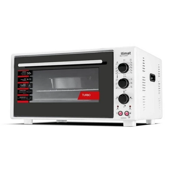 İtimat 8020 Çift Camlı Köşeli 50 lt Beyaz Midi Fırın - 2