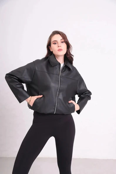 Yeni Sezon Unisex Bomber Deri Ceket