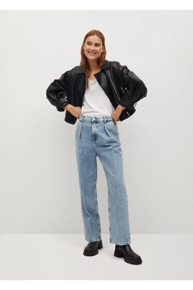 Kadın Siyah Oversize Deri Ceket - 3