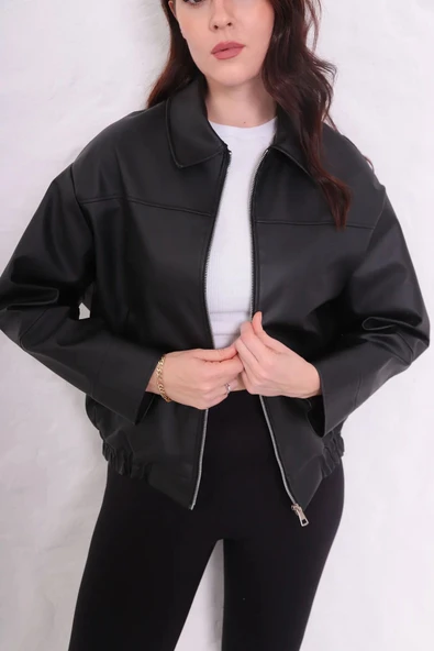 Yeni Sezon Unisex Bomber Deri Ceket - 4