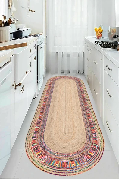 Hasır Desen Halı, Jüt Görünümlü Halı, Dijital Baskı Halı, İskandinav Dekorasyon, Yıkanabilir Halı - 4