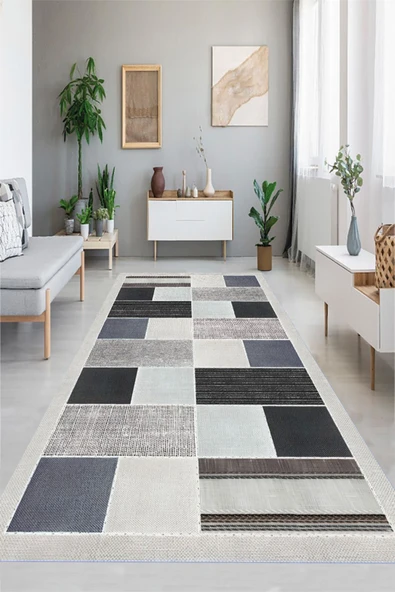 Dijital Baskı Salon Halısı, Çizgili Halı, Kaymaz, Mutfak Halısı, Yolluk, Ev Dekorasyonu, Yolluk - 2