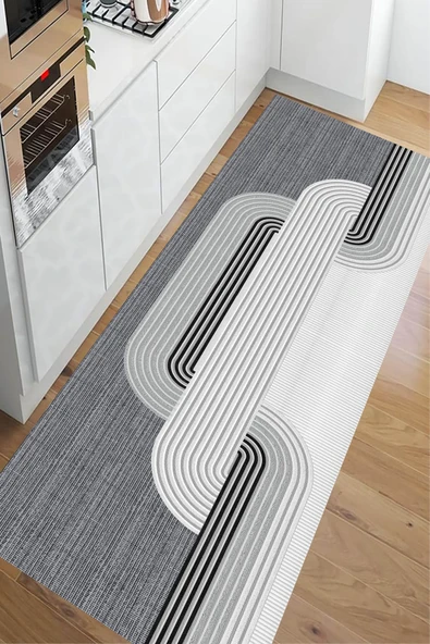Dijital Baskı Yolluk, Çizgili Yolluk, Makinede Yıkanabilir, Yolluk, Çeyizlik, İskandinav Halı - 4