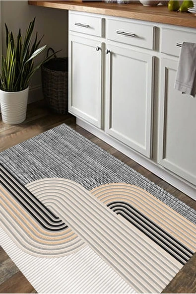 Dijital Baskı Mutfak Halısı, Çizgili Halı, Makinede Yıkanabilir, Mutfak Yolluğu, Çeyizlik - Resim 4
