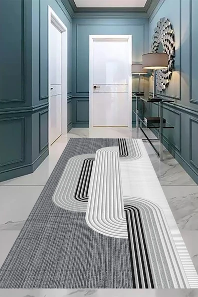 Dijital Baskı Halı, Çizgili Halı, Makinede Yıkanabilir, Salon Halısı, Yolluk, Çeyizlik - Resim 5