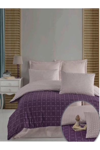 Altınbaşak Çift Kişilik Nevresim Takımı - Lewis Plum ürün görseli 1