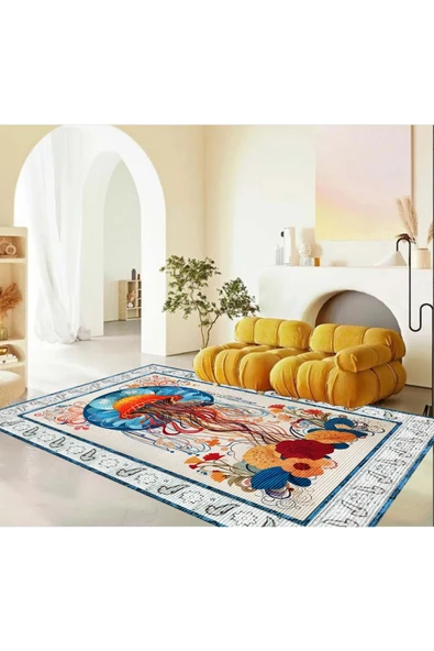 Akış Serisi, Şönil Dokuma Taban, Salon Halısı, Yıkanabilir Kaymaz Taban Antibakteriyel Kilim