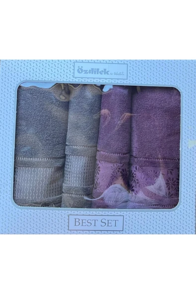Özdilek Blossom Best Set Hamam Takımı Mürdüm-Antrasit - 2