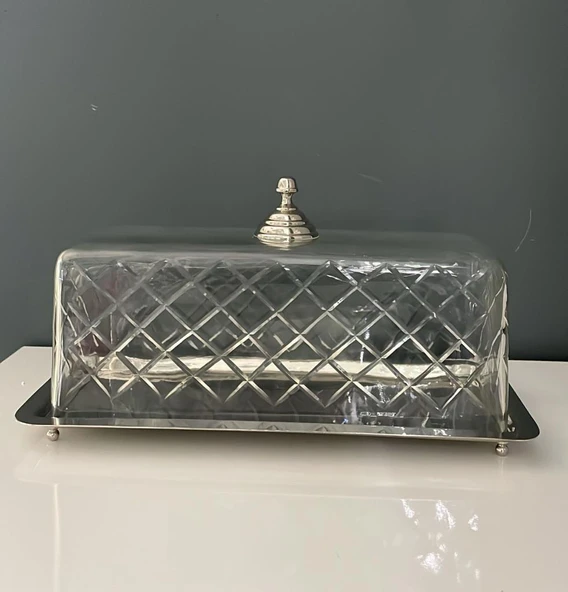 LAMEDORE DOME CAM KAPAKLI BATON KEK STANDI NİKEL 34,5X17X16,5 CM