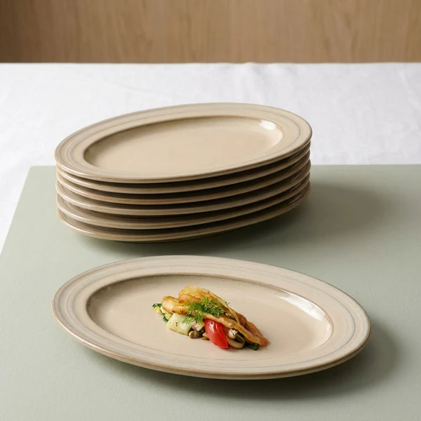 GÜRAL PORSELEN Valeron 2 Adet 24 Cm Kayık Tabak  Reaktif Agate  Vr 969 - Resim 3