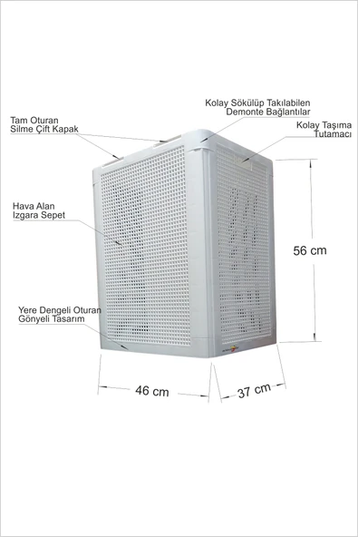 Beyaz Büyük 84 Lt. Çift Gözlü Kapaklı Demonte Ev Hediyesi Kirli Temiz Çamaşır Sepeti Kutusu Sandığı - 3