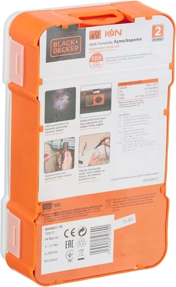 OUTLET Black Decker BD40K27-TR Akülü Tornavida 4V 27 Parça Aksesuar Seti - Resim 3