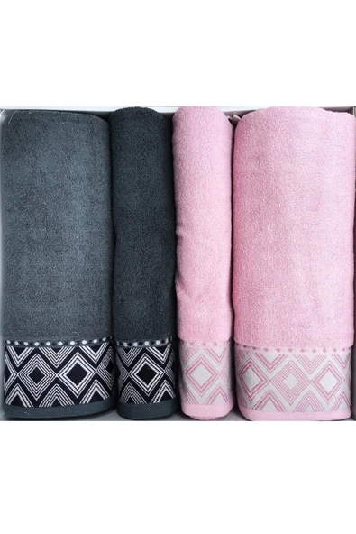 Snazzy Best Set (Hamam Takımı) Antrasit-Pembe