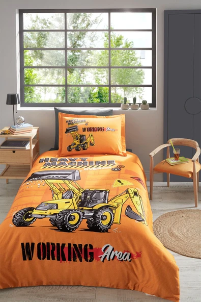 Heavy Machine Tek Kişilik Lastikli Çarşaf Nevresim Takımı