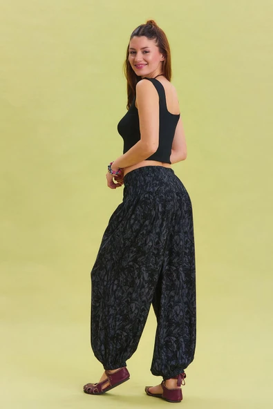 Beli Lastikli Bağcık Detaylı Viskon Pantolon - 7