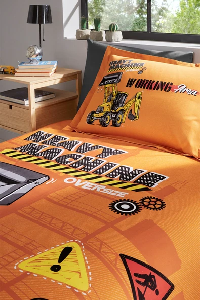 Heavy Machine Tek Kişilik Lastikli Çarşaf Nevresim Takımı - Resim 2