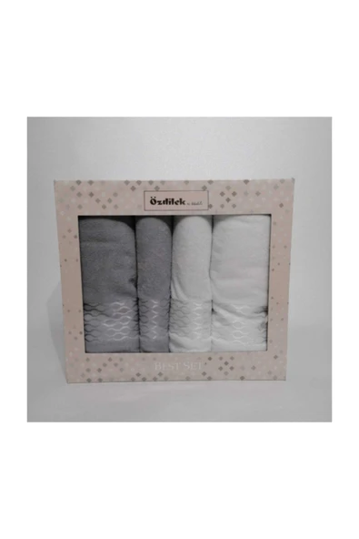 Elissa Best Set Hamam Takımı - Gri - Beyaz