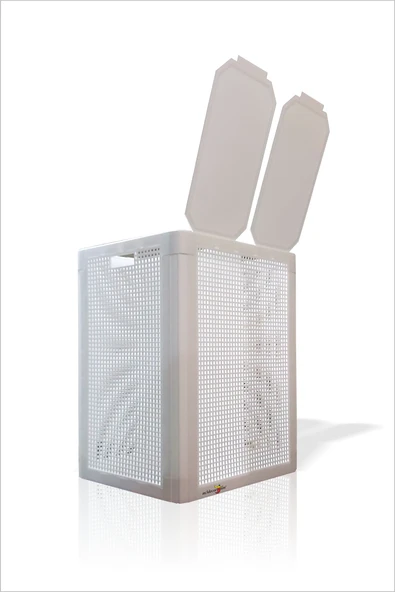 Beyaz Büyük 84 Lt. Çift Gözlü Kapaklı Demonte Ev Hediyesi Kirli Temiz Çamaşır Sepeti Kutusu Sandığı - 5