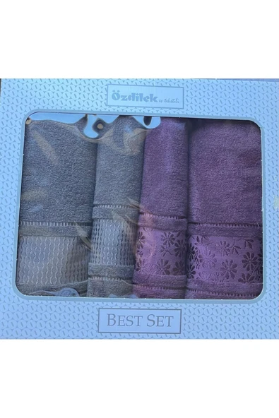 Özdilek Blossom Best Set Hamam Takımı Mürdüm-Antrasit - 3