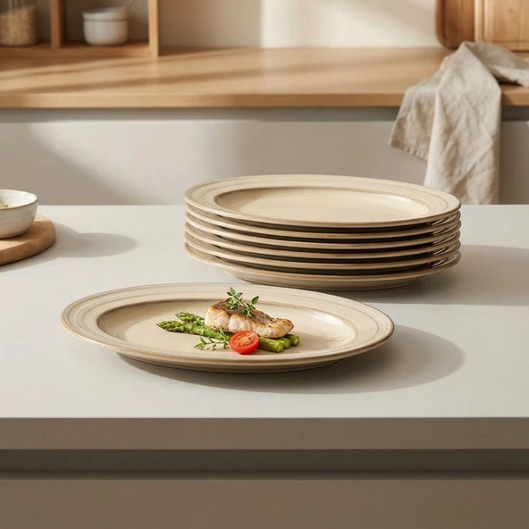 GÜRAL PORSELEN Valeron 2 Adet 24 Cm Kayık Tabak  Reaktif Agate  Vr 969 - Resim 4