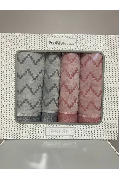 Juliette Best Set Hamam Takımı Gri - Pembe