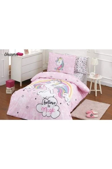 Tek Kişilik Unicorn Nevresim Takımı Pembe