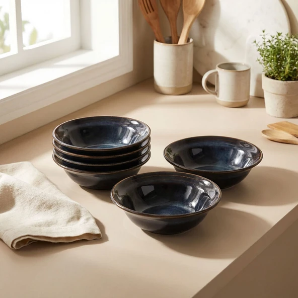 GÜRAL PORSELEN Valeron 6 Adet 15 Cm Çorba Kasesi Reaktif Oasis Vr 1131 - Resim 6