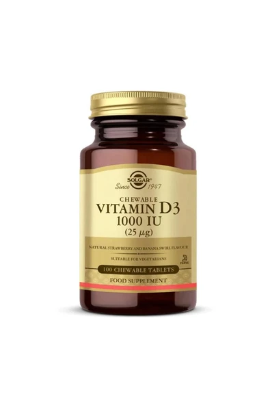 SOLGAR Vitamin D3 1000 Iu 100 Çiğnenebilir Form