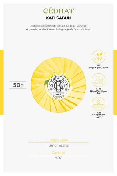 ROGER&GALLET Cétrat Edt Limonsu Odunsu Parfüm 100ml & Duş Jeli & Sabun 3lü Avantaj Seti - 4