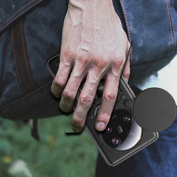 Xiaomi Mi 13 Ultra Kılıf Magnetik Standlı Kamera Korumalı Sürgülü Vega Kapak - Resim 8