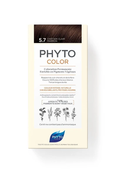 PHYTO Color 5.7 - Açık Kestane Bakır Bitkisel Saç Boyası Yeni Seri - 5
