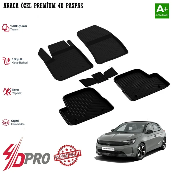 OPEL CORSA F ELEKTRİKLİ ARACA ÖZEL 4D PASPAS 2023 2024 2025 ürün görseli 1