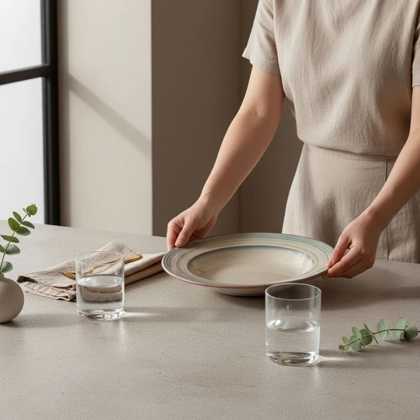 GÜRAL PORSELEN Valeron 6 Adet 22 Cm Çukur Yemek Tabağı Reaktif Agate 969 ürün görseli 1