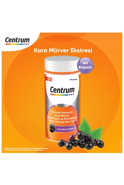 CENTRUM Immunity Kara Mürver Multivitamin Ve Mineral İçeren Takviye Edici Gıda - 60 Kapsül ürün görseli
