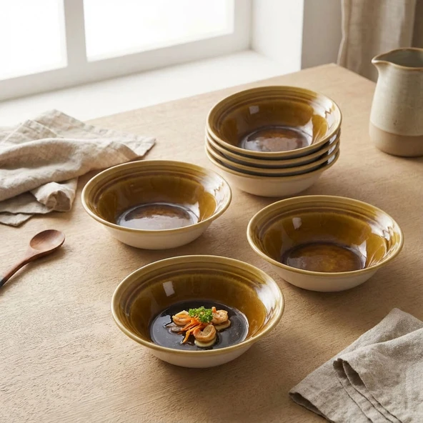 GÜRAL PORSELEN Valeron 6 Adet Çorba Kasesi Reaktif Saura Vr 137 - Resim 4