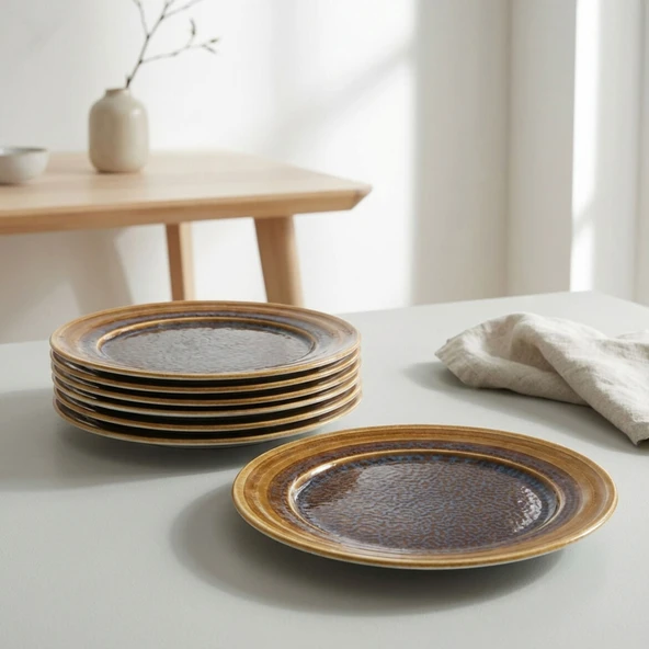 GÜRAL PORSELEN Valeron 6 Adet 20 Cm Pasta Tabağı  Reaktif Saura 137 ürün görseli 1