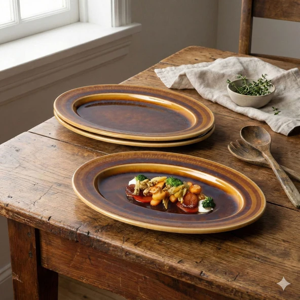 GÜRAL PORSELEN Valeron 2 Adet 21 Cm Kayık Tabak Reaktif Saura Vr 137 ürün görseli 1