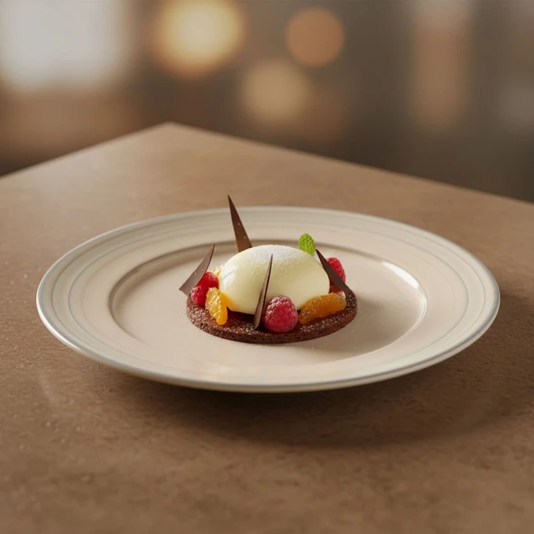 GÜRAL PORSELEN Valeron 6 Adet 20 Cm Pasta Tabağı Reaktif Agate  969 - Resim 3