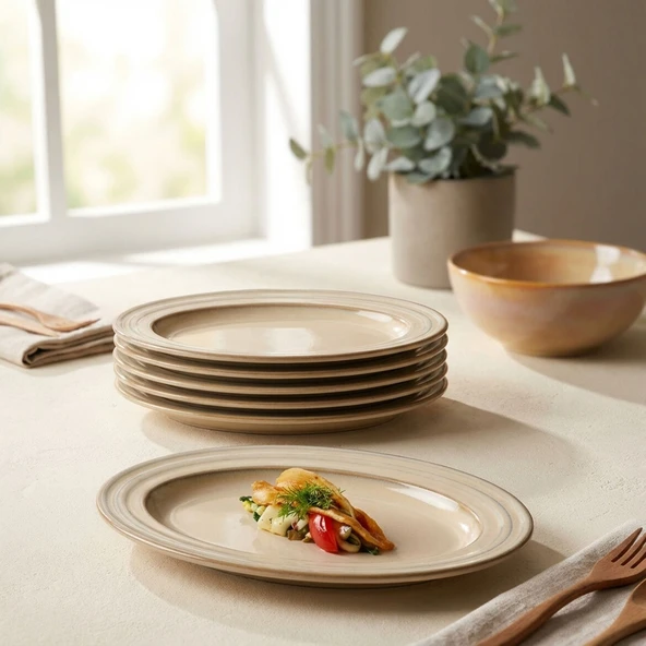 GÜRAL PORSELEN Valeron 2 Adet 21 Cm Kayık Tabak Reaktif Agate  Vr 969 - Resim 2