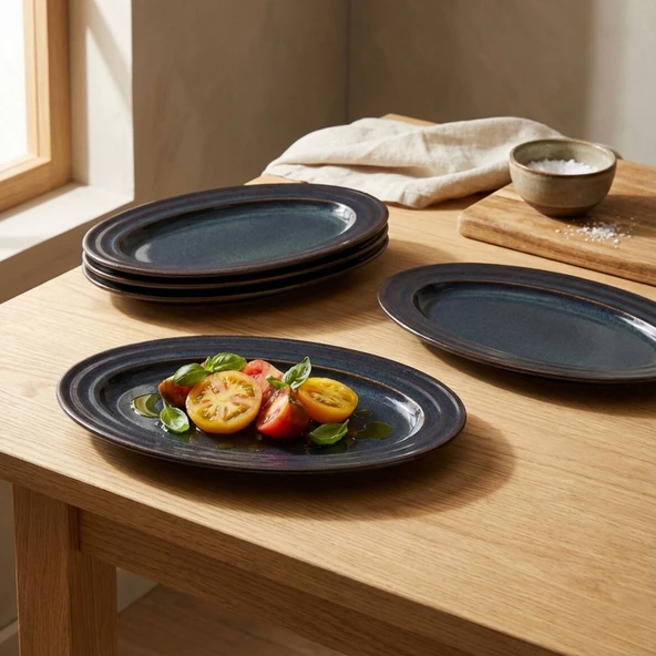 GÜRAL PORSELEN Valeron 2 Adet 21 Cm Kayık Tabak Reaktif Oasis Vr 1131 - Resim 5